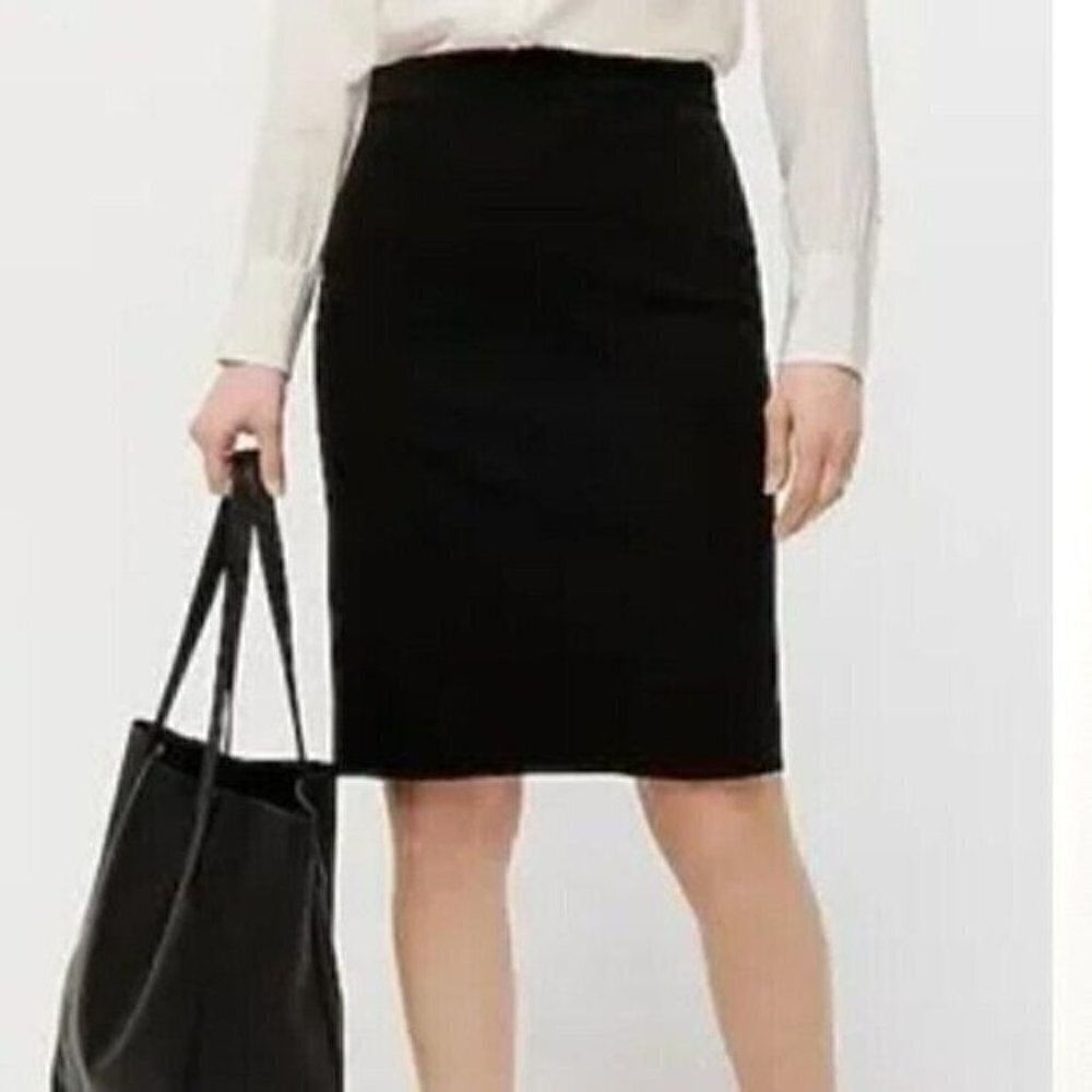 Pendleton Women's Sz 10 Pencil Skirt Black Lined Side Zip Back Vents Virgin Wool